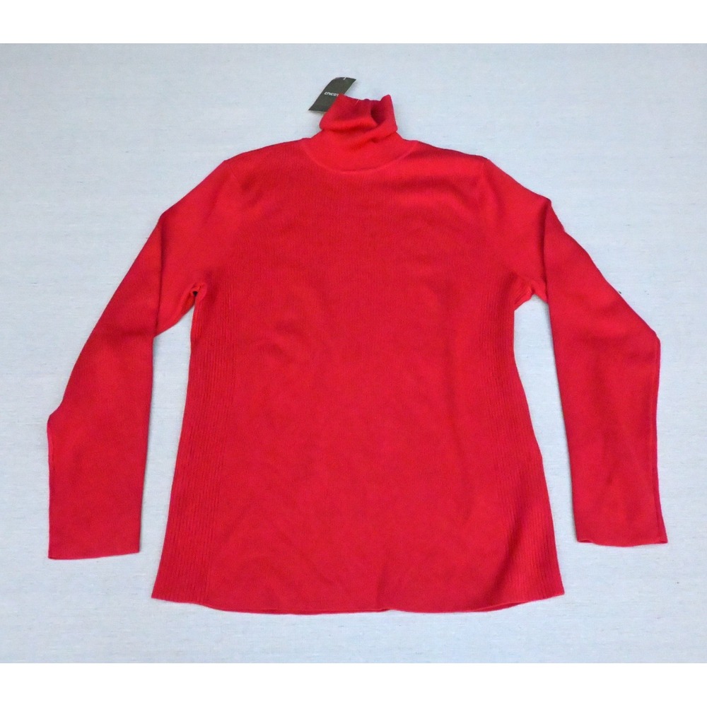 Chicos Womens 2 NWT Burnt Orange Ribbed Turtleneck Sweater Long Sleeve Fitted